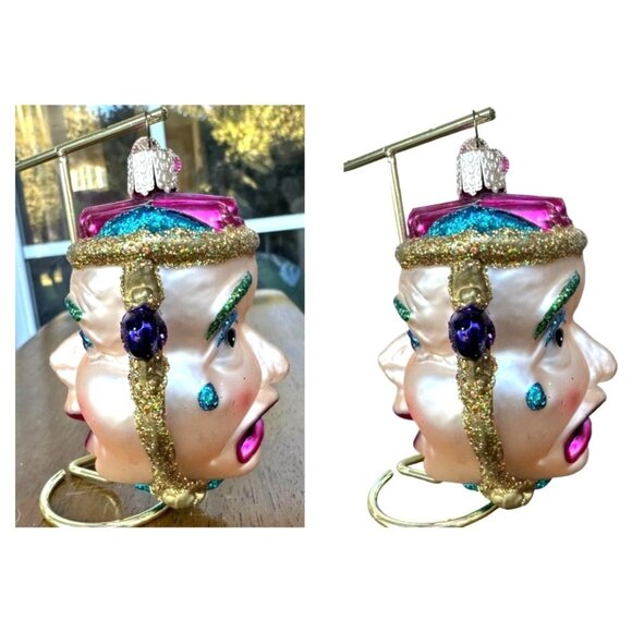 VTG Old World Christmas Comedy Tragedy Ornament Glass Mask Theater New Rare OWC - Picture 3 of 12